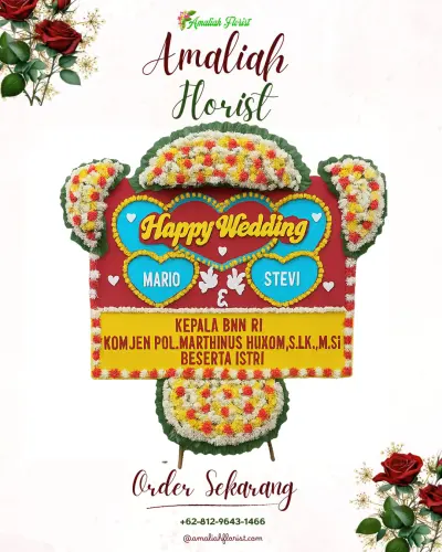 Karangan Papan Bunga Pernikahan di Cibatok I